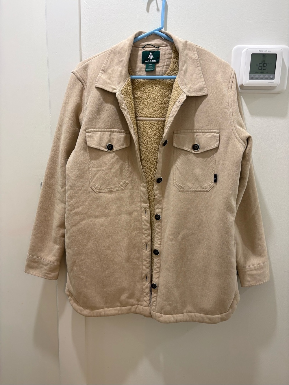 WOODS | Sherpa-Lined Beige Button-Up Jacket